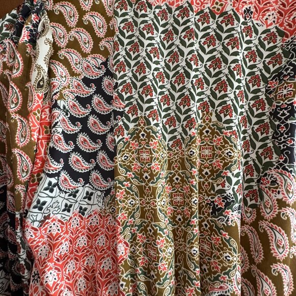 Zara Dress Womens XS Paisley Mini V-neck Long Balloon sleeves elastic cuffs - Picture 6 of 16